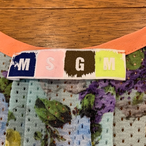 MSGM silk mini dress with drawstring and fun mix of floral and solid panels - Picture 6 of 9